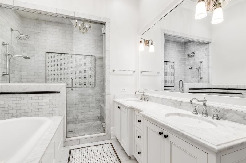 Walk-In Shower with Marble Accents